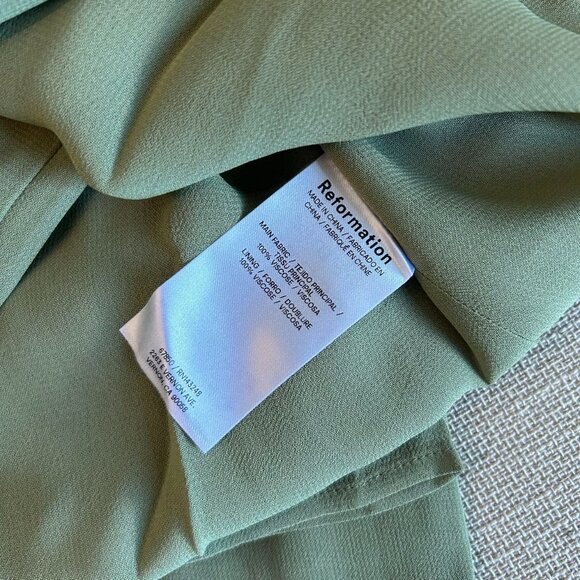 Reformation Green Midi Dress with Lace Trim - Picture 8 of 12